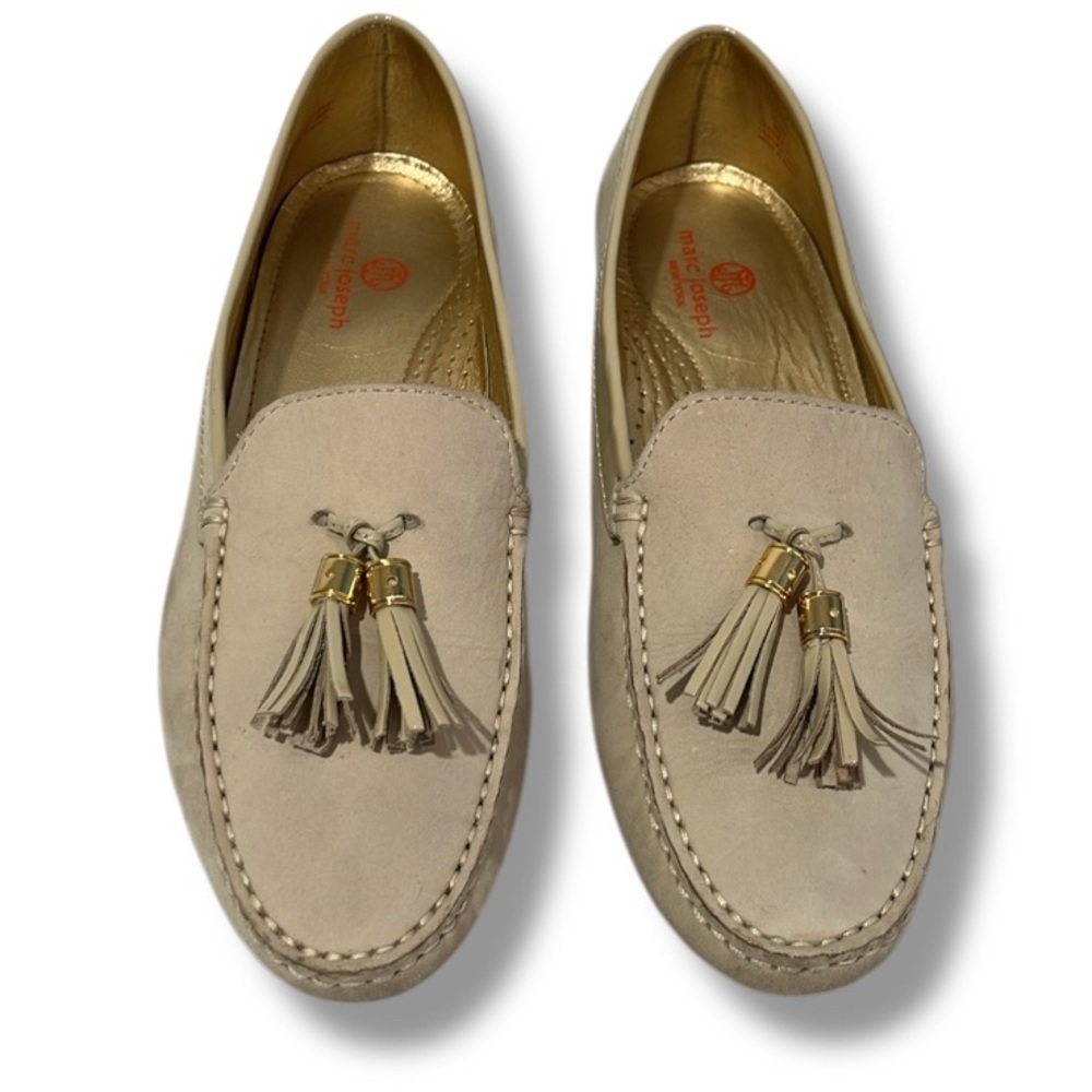 Marc Joseph New York Women's Size 10 Wall St Cream Tassel Loafers Leather Shoe